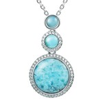 Alamea Sterling Silver CZ Larimar Triple Circle Necklace