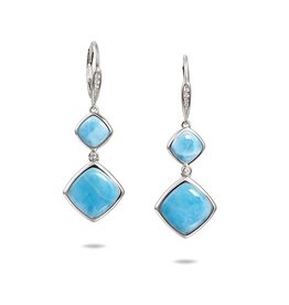 Alamea Sterling Silver CZ Larimar Square Dangle Earrings