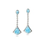 Alamea Sterling Silver CZ Larimar Fan Dangle Earrings