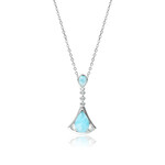 Alamea Sterling Silver CZ Larimar Fan Necklace