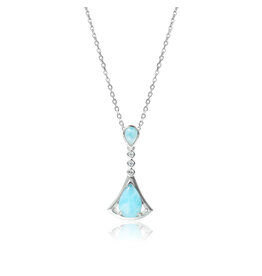 Alamea Sterling Silver CZ Larimar Fan Necklace