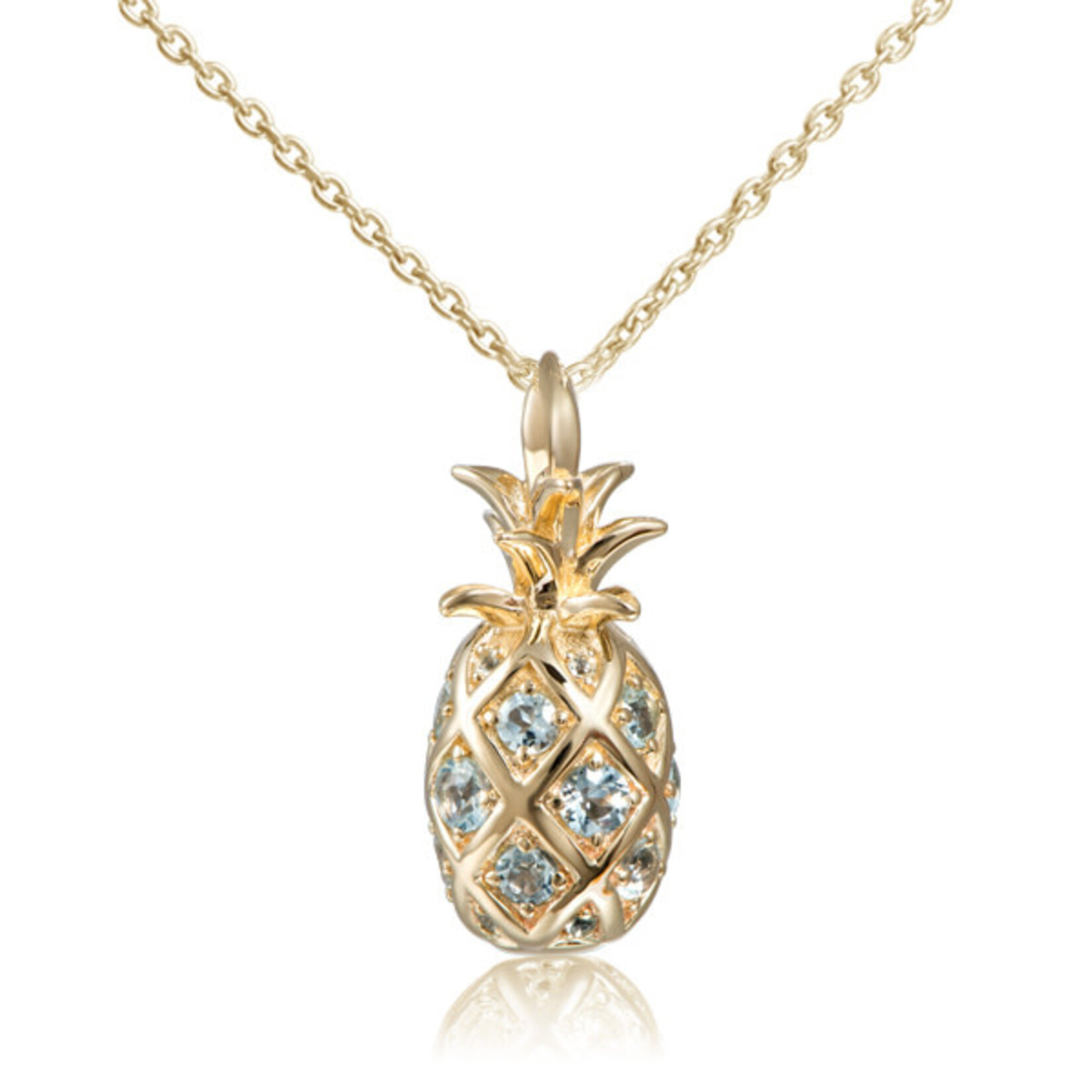 Alamea 14 Karat Yellow Gold Aquamarine Pineapple Pendant