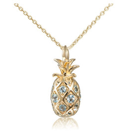 Alamea 14 Karat Yellow Gold Aquamarine Pineapple Pendant