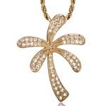 Alamea 14 Karat Yellow Gold Diamond Palm Tree Pendant