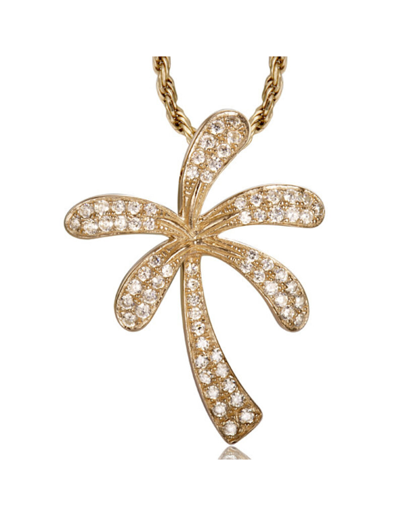 Alamea 14 Karat Yellow Gold Diamond Palm Tree Pendant