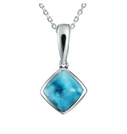 Alamea Sterling Silver Larimar Square Necklace