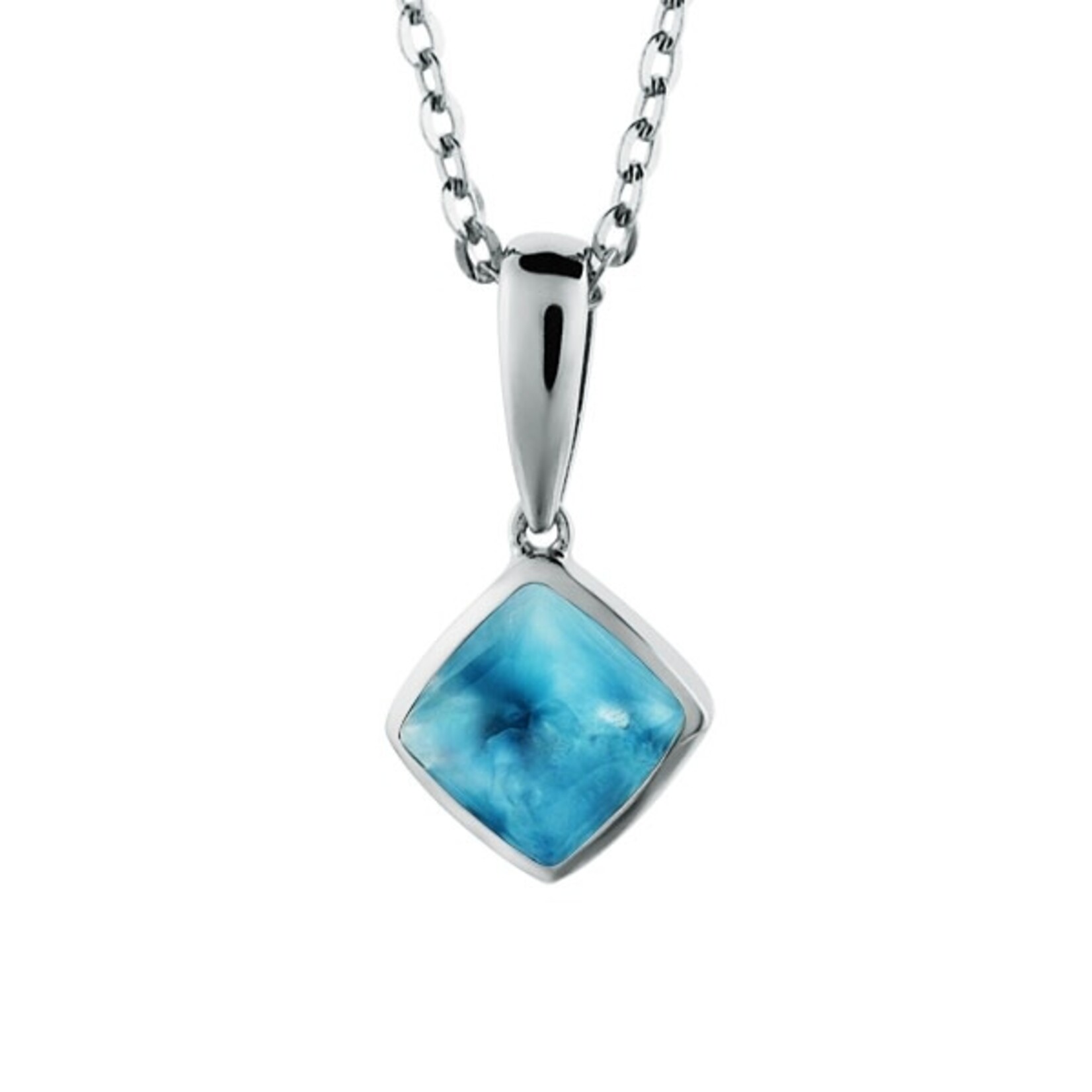 Alamea Sterling Silver Larimar Square Small Necklace
