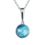 Alamea Sterling Silver Round Larimar Necklace