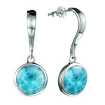 Alamea Sterling Silver Round Larimar Dangle Earrings