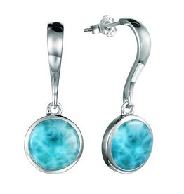 Alamea Sterling Silver Round Larimar Dangle Earrings