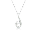Alamea Sterling Silver CZ Fish Hook Necklace