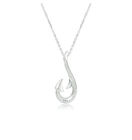 Alamea Sterling Silver CZ Fish Hook Necklace