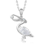 Alamea Sterling Silver White Topaz and Blue Topaz Pelican Necklace
