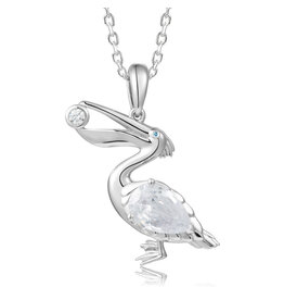 Alamea Sterling Silver White Topaz and Blue Topaz Pelican Necklace