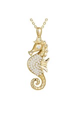 Alamea 14 Karat Yellow Gold Diamond Sea Horse Pendant