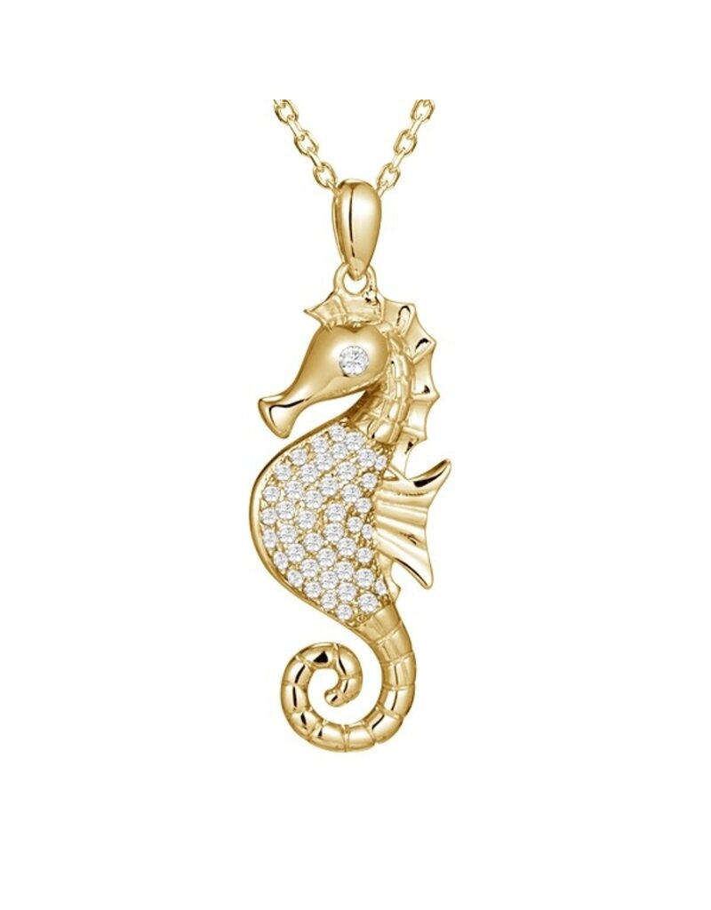 Alamea 14 Karat Yellow Gold Diamond Sea Horse Pendant