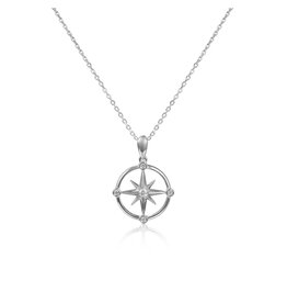 Alamea 14 Karat White Gold Diamond Compass Pendant