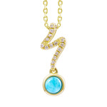 Alamea 14 Karat Yellow Gold Diamond and Larimar Round Twist Pendant