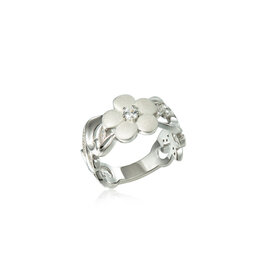 Alamea Sterling Silver CZ Plumeria Ring