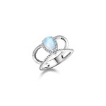Alamea Sterling Silver Larimar and CZ Ring