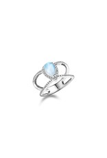 Alamea Sterling Silver Larimar and CZ Ring