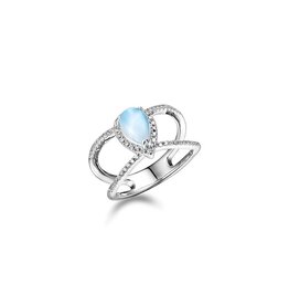 Alamea Sterling Silver Larimar and CZ Ring