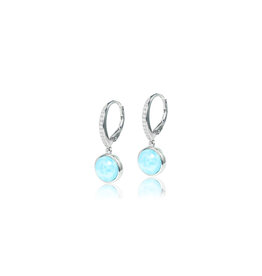 Alamea Sterling Silver Round Larimar and CZ Dangle Earrings