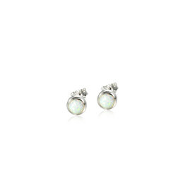 Alamea Sterling Silver White Opal 6MM Studs