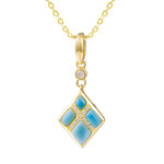 Alamea 14 Karat Yellow Gold Diamond and Larimar Rhombus Pendant