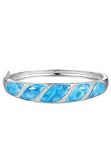 Alamea Sterling Silver Larimar and CZ Bangle