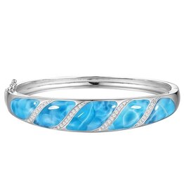 Alamea Sterling Silver Larimar and CZ Bangle