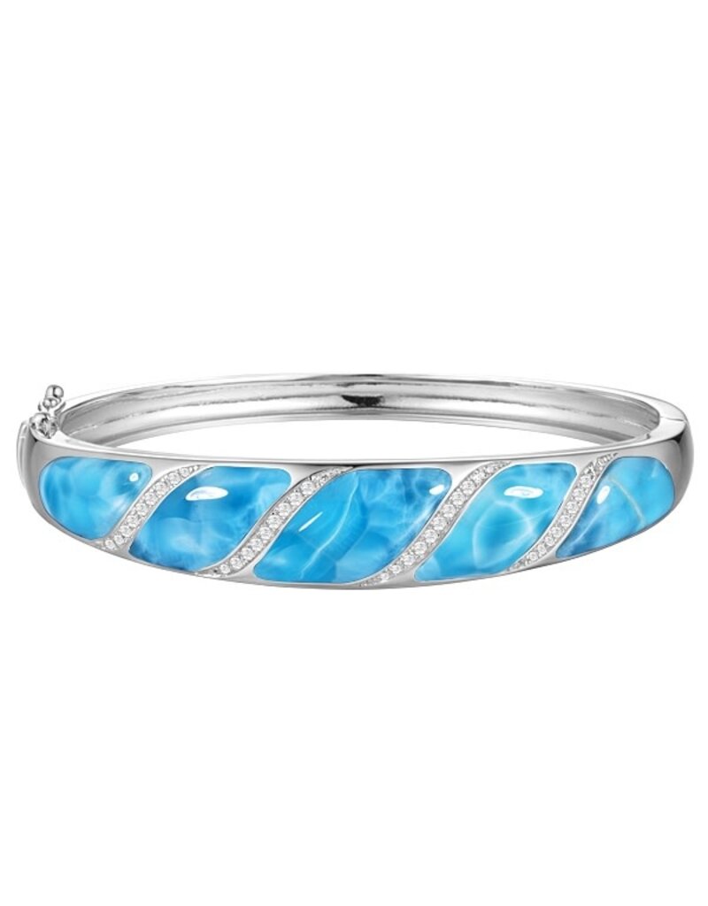 Alamea Sterling Silver Larimar and CZ Bangle