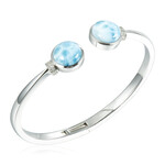 Alamea Sterling Silver CZ Larimar Round Bangle