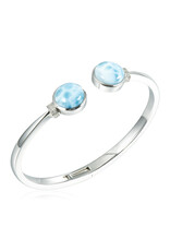 Alamea Sterling Silver CZ Larimar Round Bangle