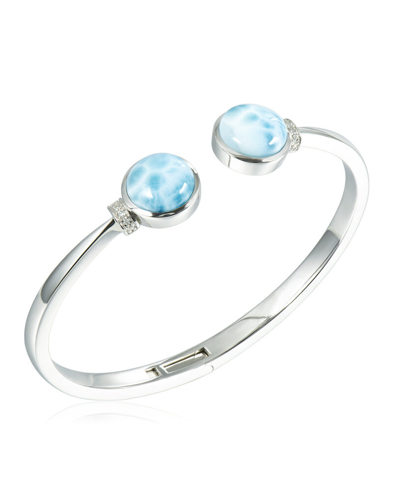 Alamea Sterling Silver CZ Larimar Round Bangle