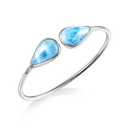 Alamea Sterling Silver Larimar Teardrop Bangle