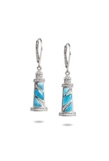 Alamea Sterling Silver CZ Larimar Lighthouse Dangle Earrings