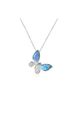 Alamea Sterling Silver CZ Opal Butterfly Necklace