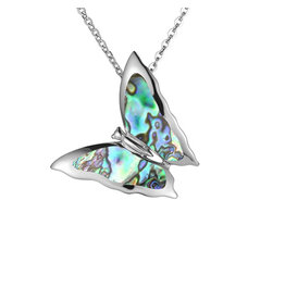 Alamea Sterling Silver Opal Butterfly Necklace