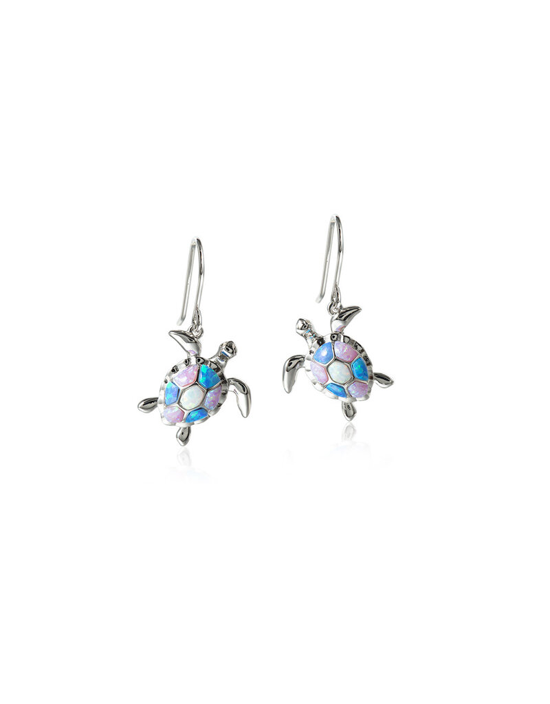 Alamea Sterling Silver Opal Turtle Dangle Earrings