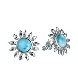 Alamea Sterling Silver Larimar Sunflower Stud Earrings