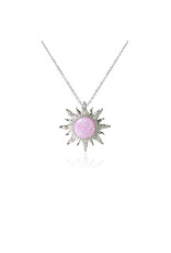 Alamea Sterling Silver CZ Opal Sun Necklace