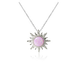 Alamea Sterling Silver CZ Opal Sun Necklace