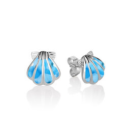 Alamea Sterling Silver Blue Opal Sunrise Shell Stud Earrings