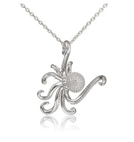 Alamea Sterling Silver Pave CZ Octopus Necklace