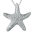 Alamea Sterling Silver Pave CZ Starfish Necklace