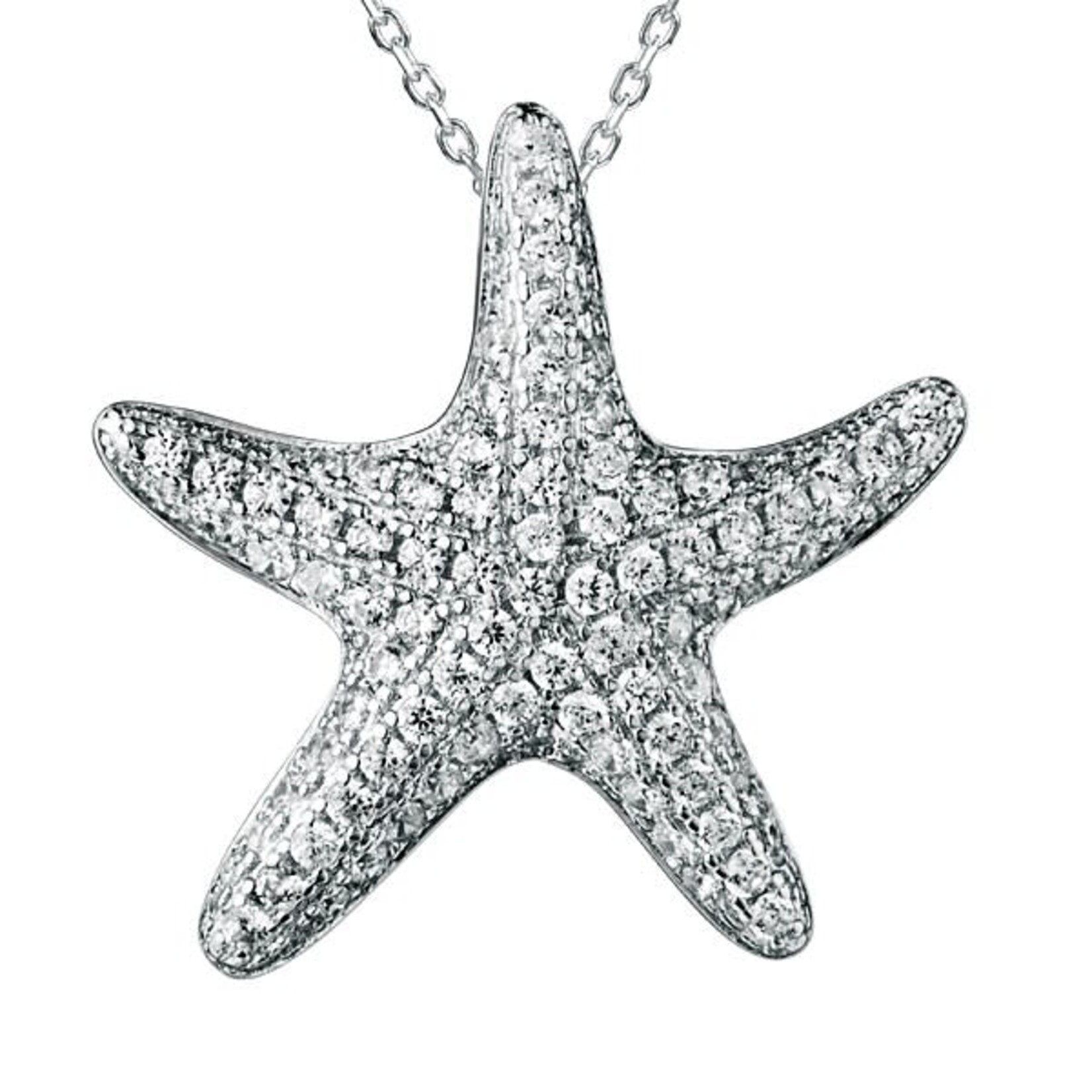 Alamea Sterling Silver Pave CZ Starfish Necklace
