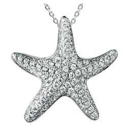 Alamea Sterling Silver Pave CZ Starfish Necklace