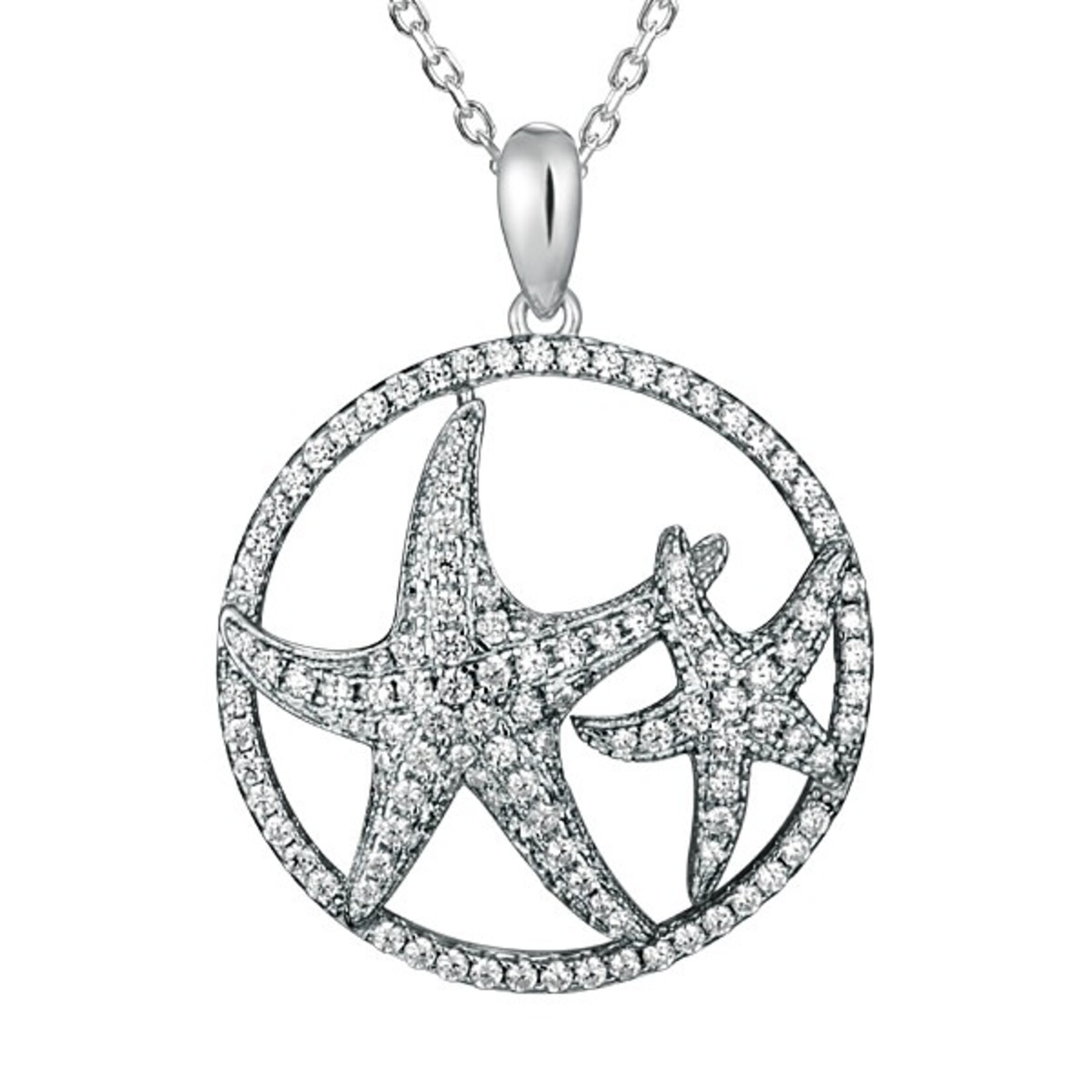 Alamea Sterling Silver CZ Starfish Necklace