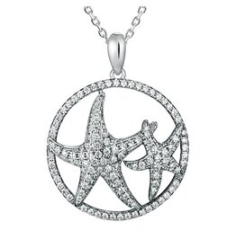 Alamea Sterling Silver CZ Starfish Necklace